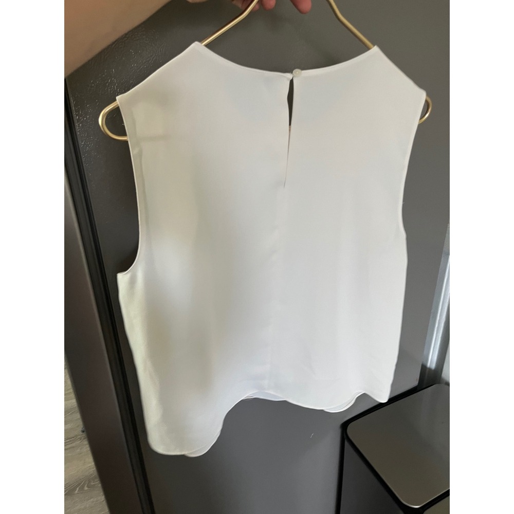 Babaton Aritzia White Sleeveless Keyhole Back Blouse Top Large L Minimalist - Picture 6 of 8